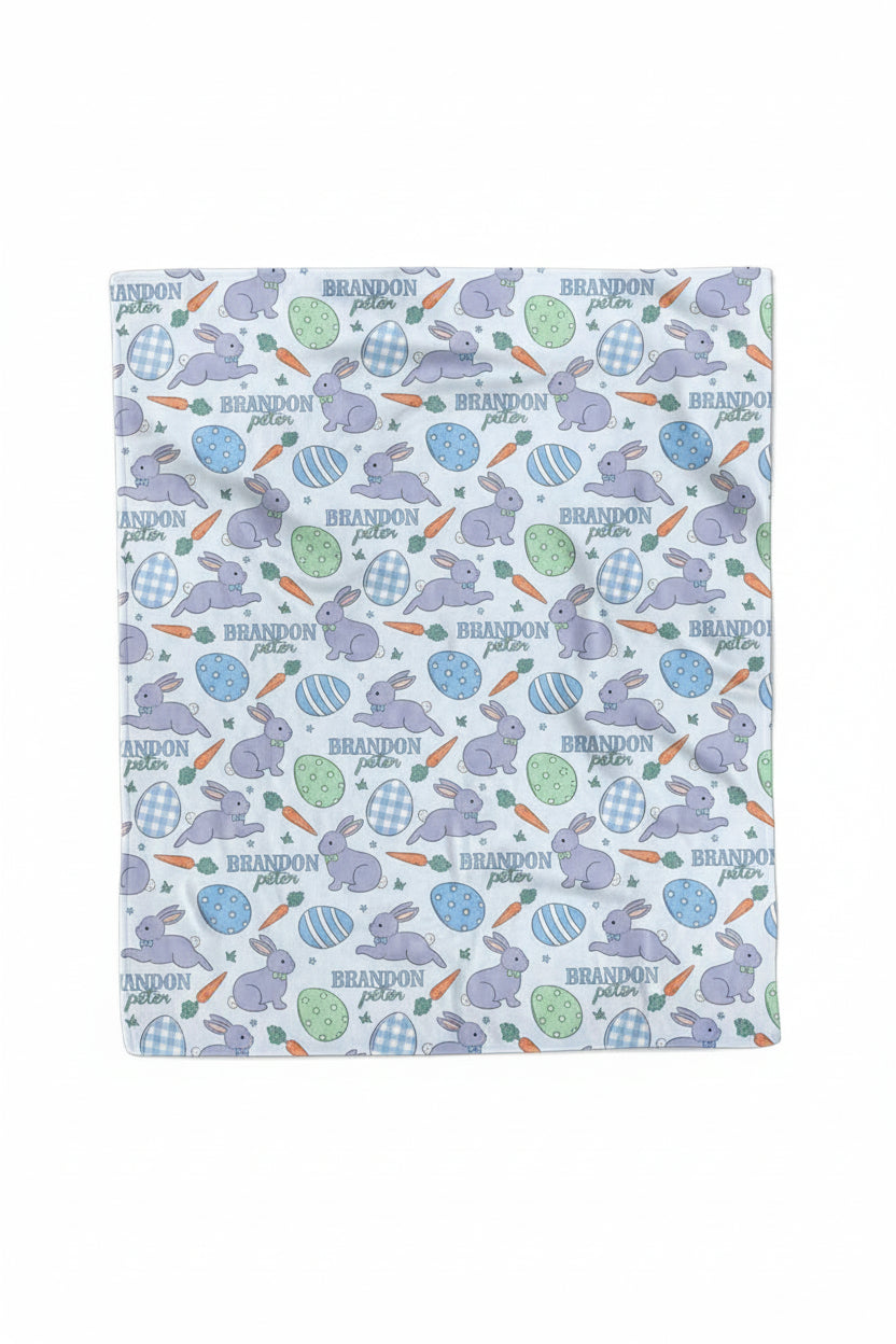 50x60 blue easter personalized blanket for boys 