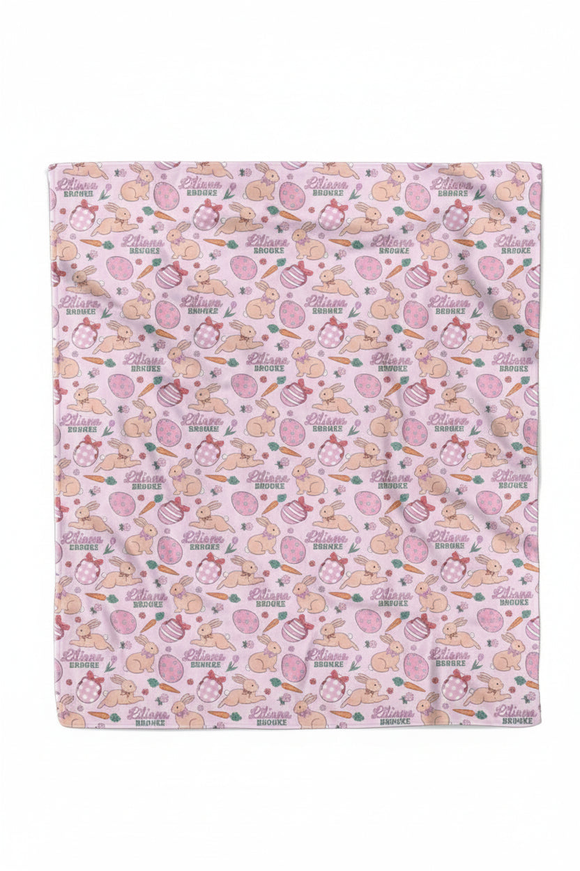 50x60 hoppy spring girls personalized easter blanket