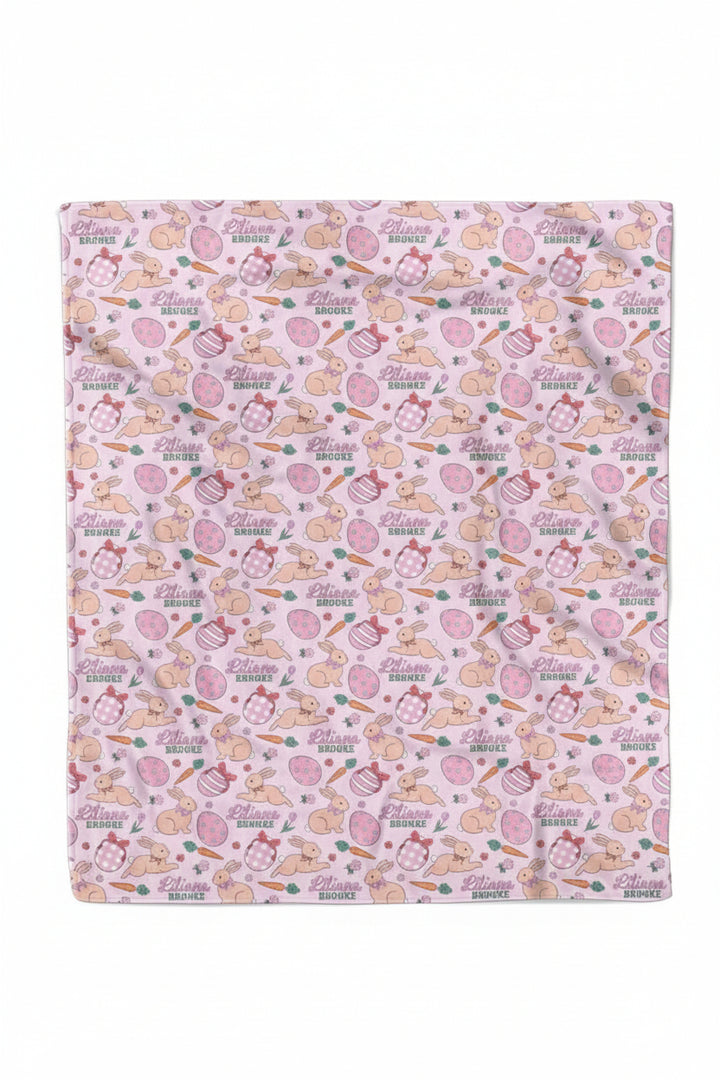 50x60 hoppy spring girls personalized easter blanket