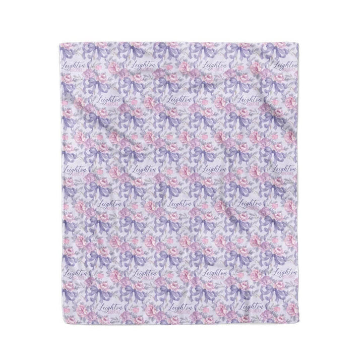 leighton's lavender personalized blanket pink and purple flowers and bows for girls 