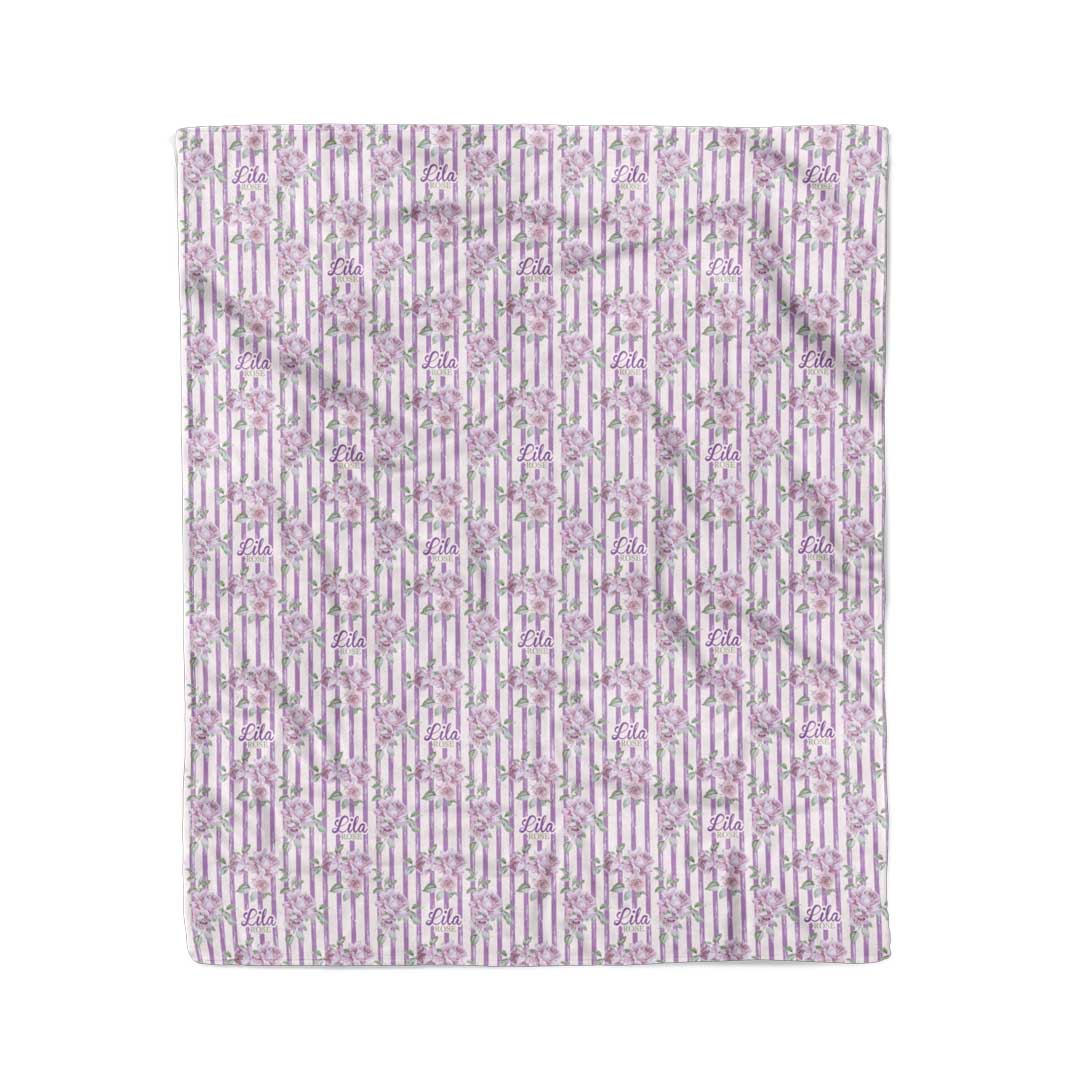 50 x 60 personalized kids blanket in lila's lilacs