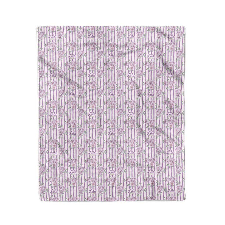 50 x 60 personalized kids blanket in lila's lilacs