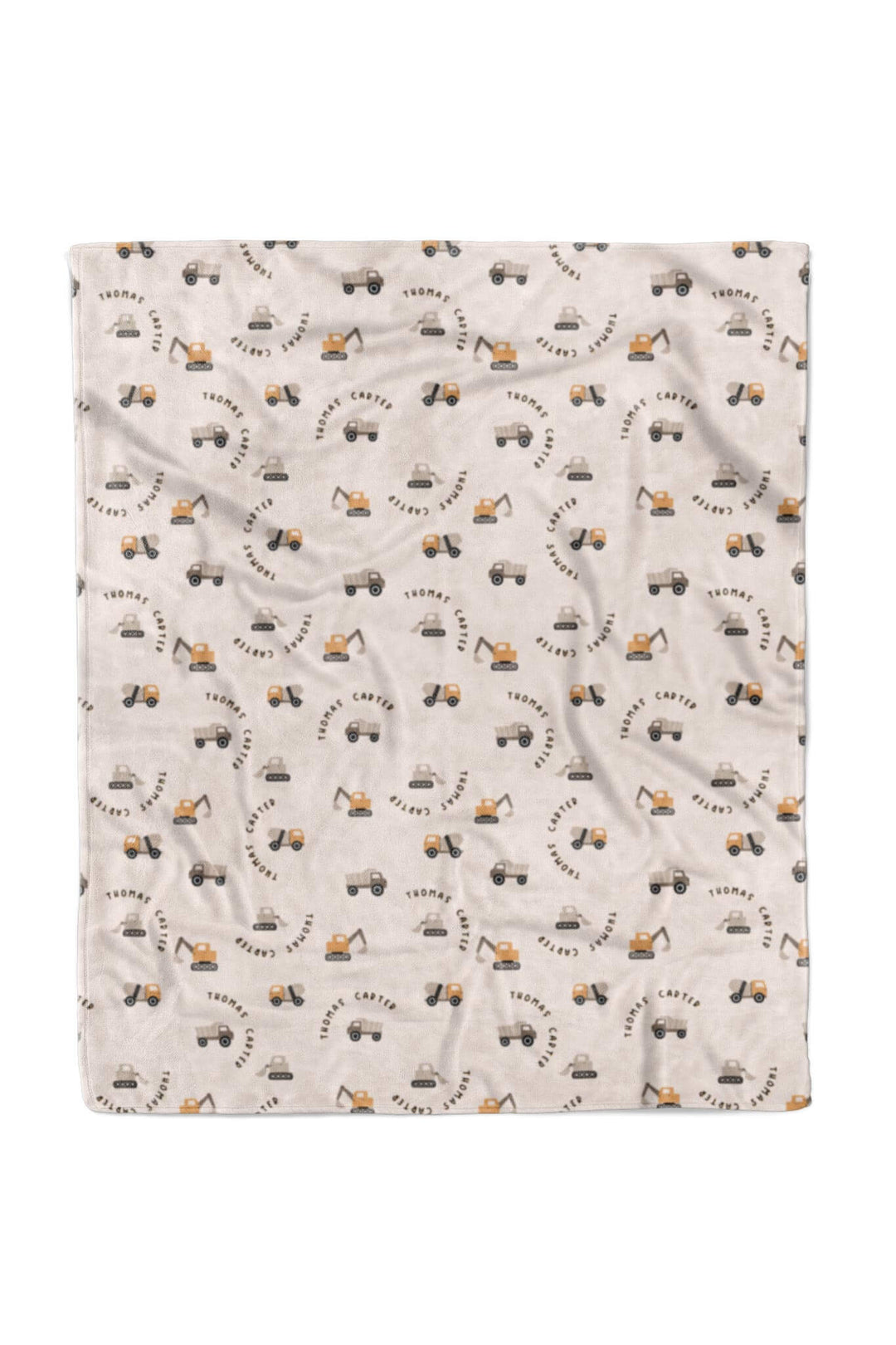 50 x 60 neutral construction personalized blanket for boys