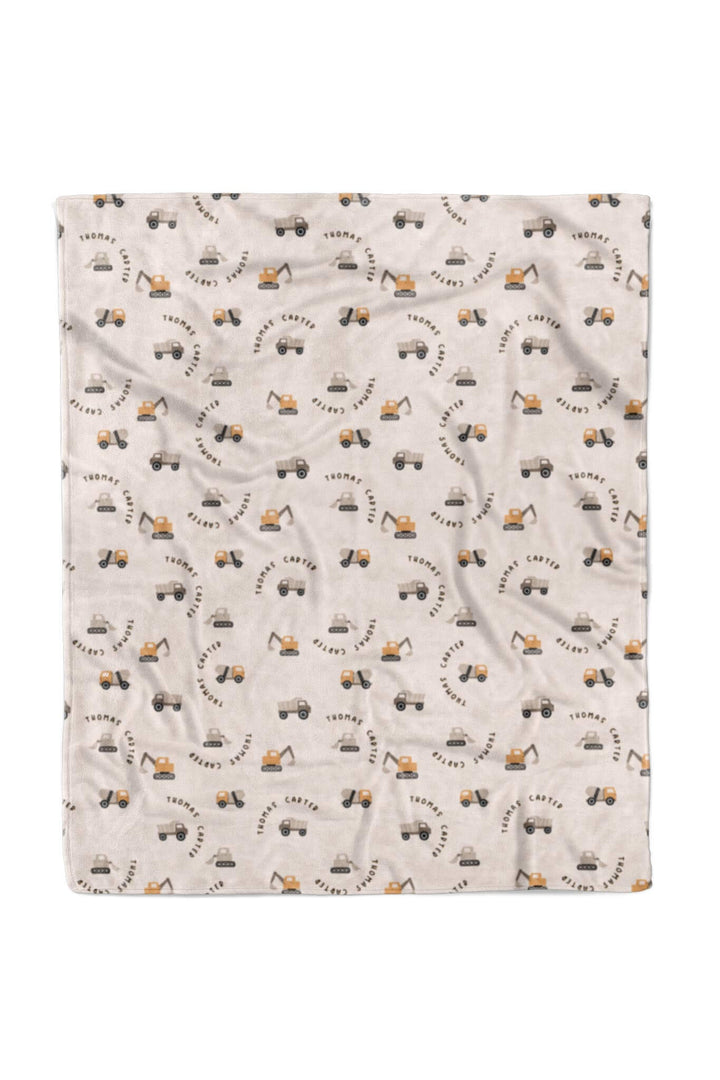 50 x 60 neutral construction personalized blanket for boys