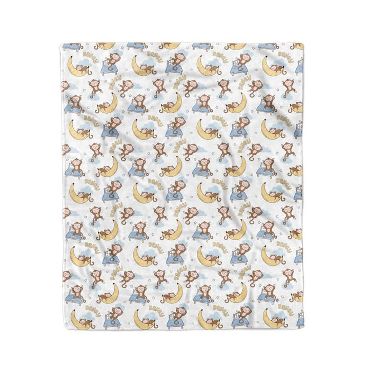 50 x 60 ids personalized minky blanket with monkeys, beds and bananas personalized with name 
