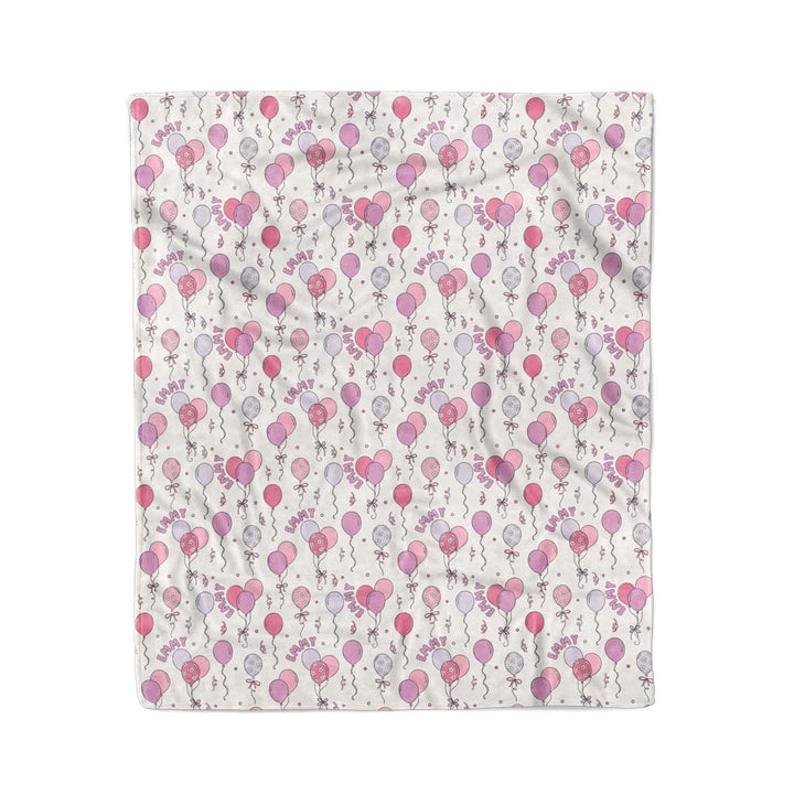 50 x 60 pink balloon and streamer personalized blanket for kids 