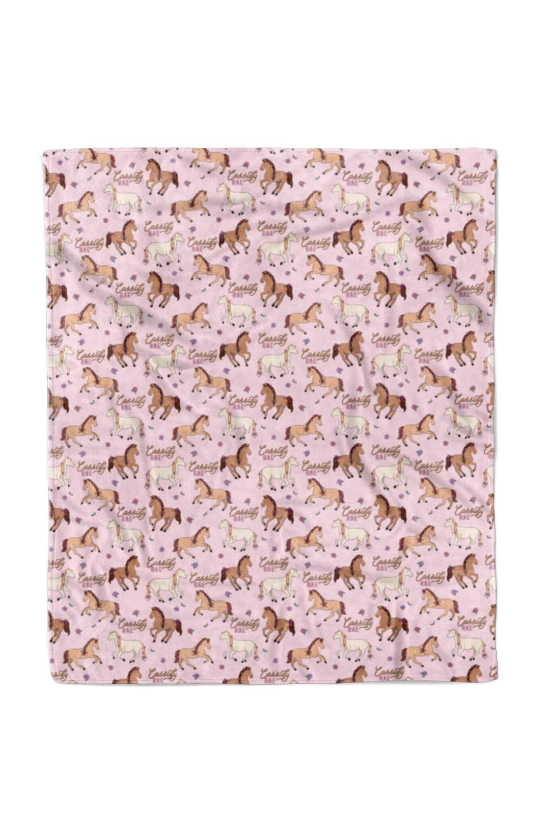 50 x 60 personalized blanket for girls in pony club pink print 