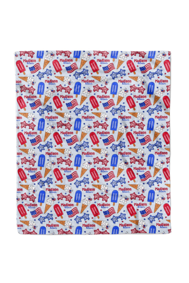 caden lane personalized 4th of july kids blanket - red white and cool patriotic personalized gift