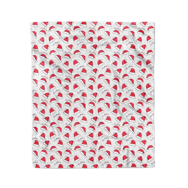 santa baby personalized christmas blanket for kids with red santa hats gender neutral