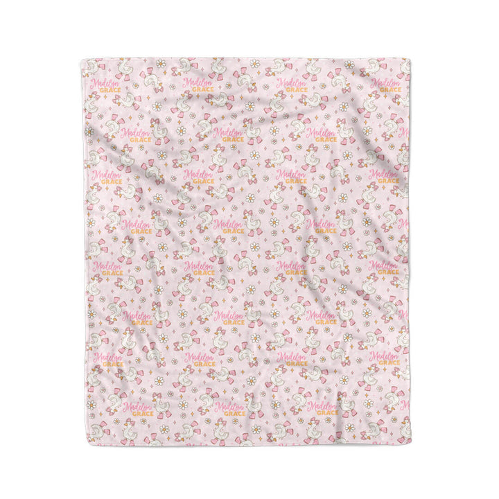 pink girl goose personalized blanket for kids 