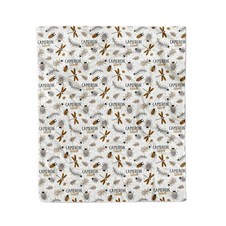 personalized blanket for kids with neutral bugs 