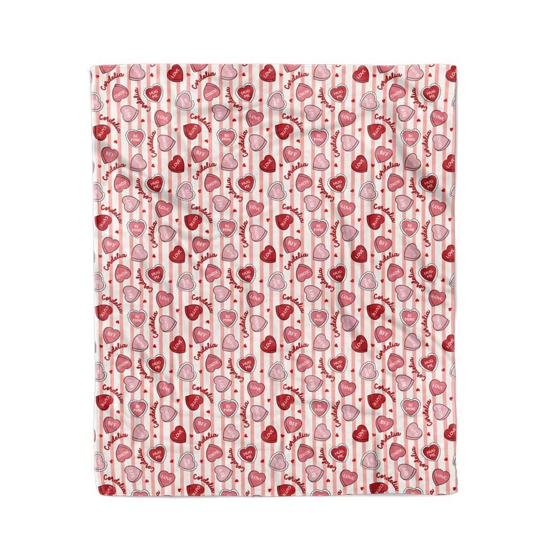 sweet like candy personalized kids blanket in pink 