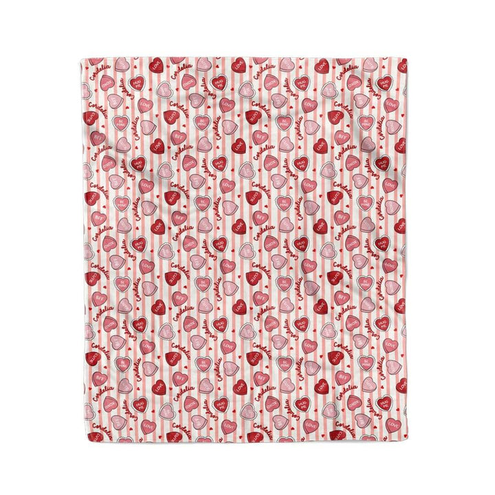 sweet like candy personalized kids blanket in pink 