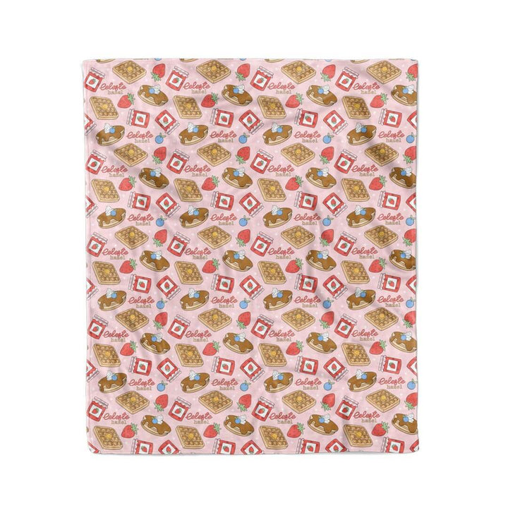 breakfast themed personalized name blanket for girls pink