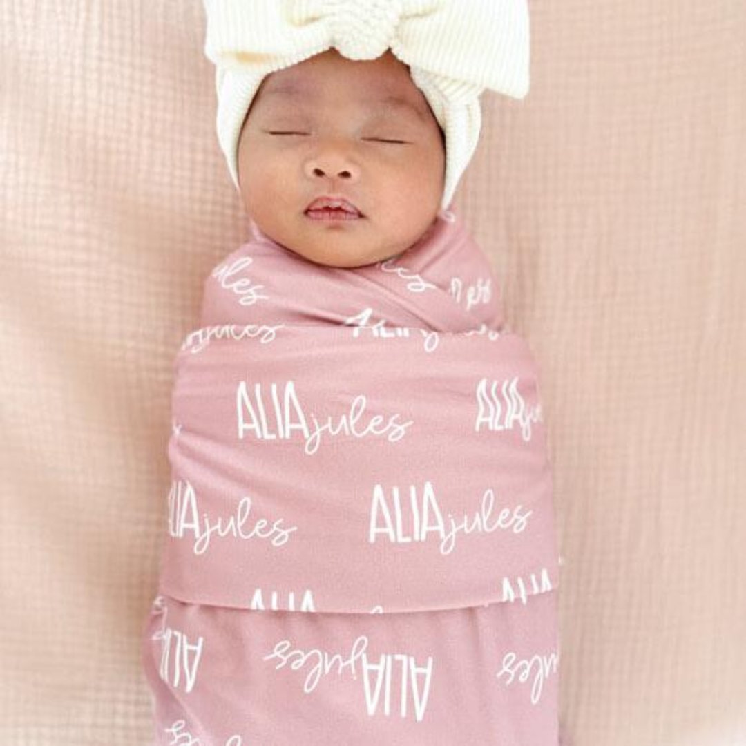 Personalized Baby Name Swaddle Blanket Font Duo | Best Selling Pinks