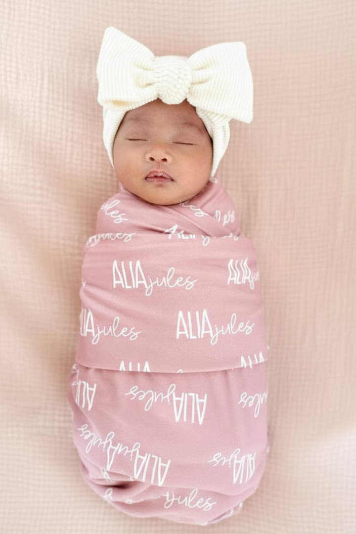 Personalized Baby Name Swaddle Blanket Font Duo | Best Selling Pinks