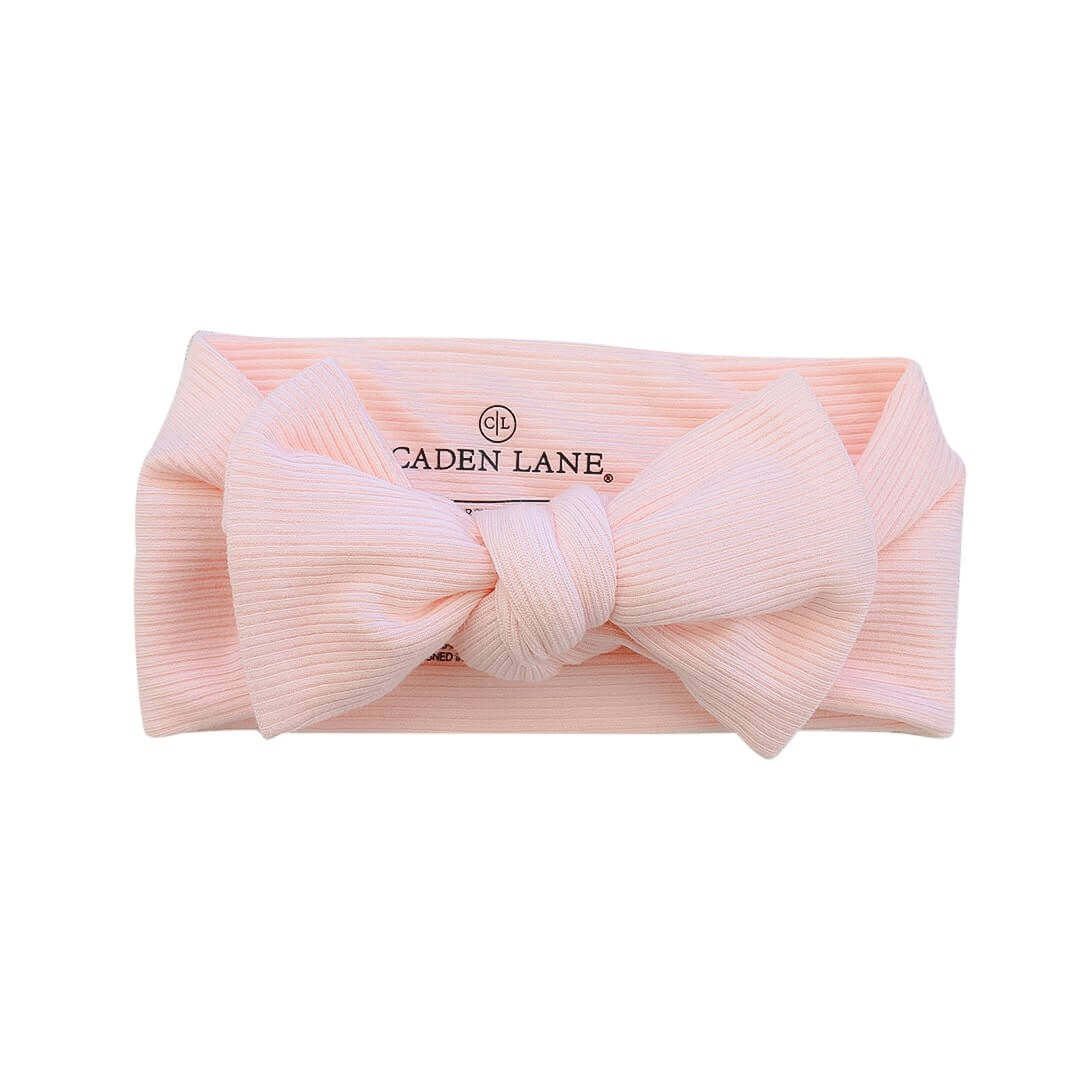 peony pink ribbed bamboo large bow headwrap 