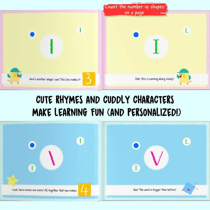 kids personalized book to learn letters and shapes