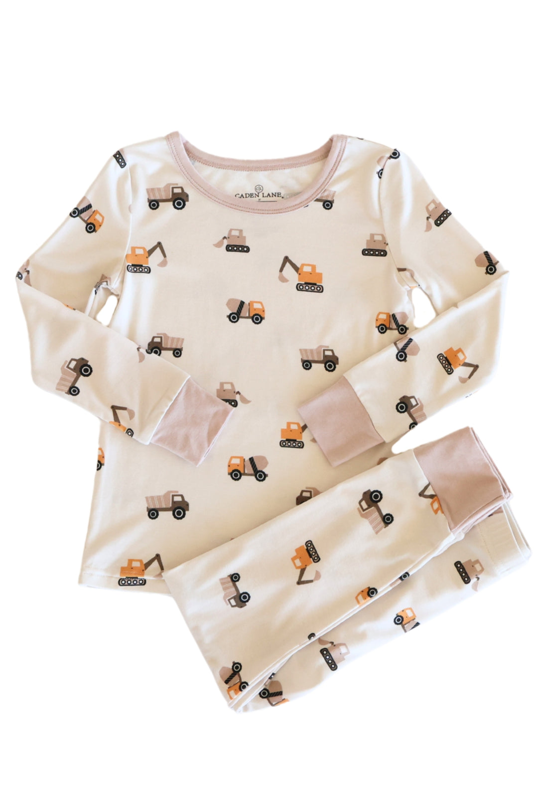 long sleeve neutral pajama set for kids with pants 