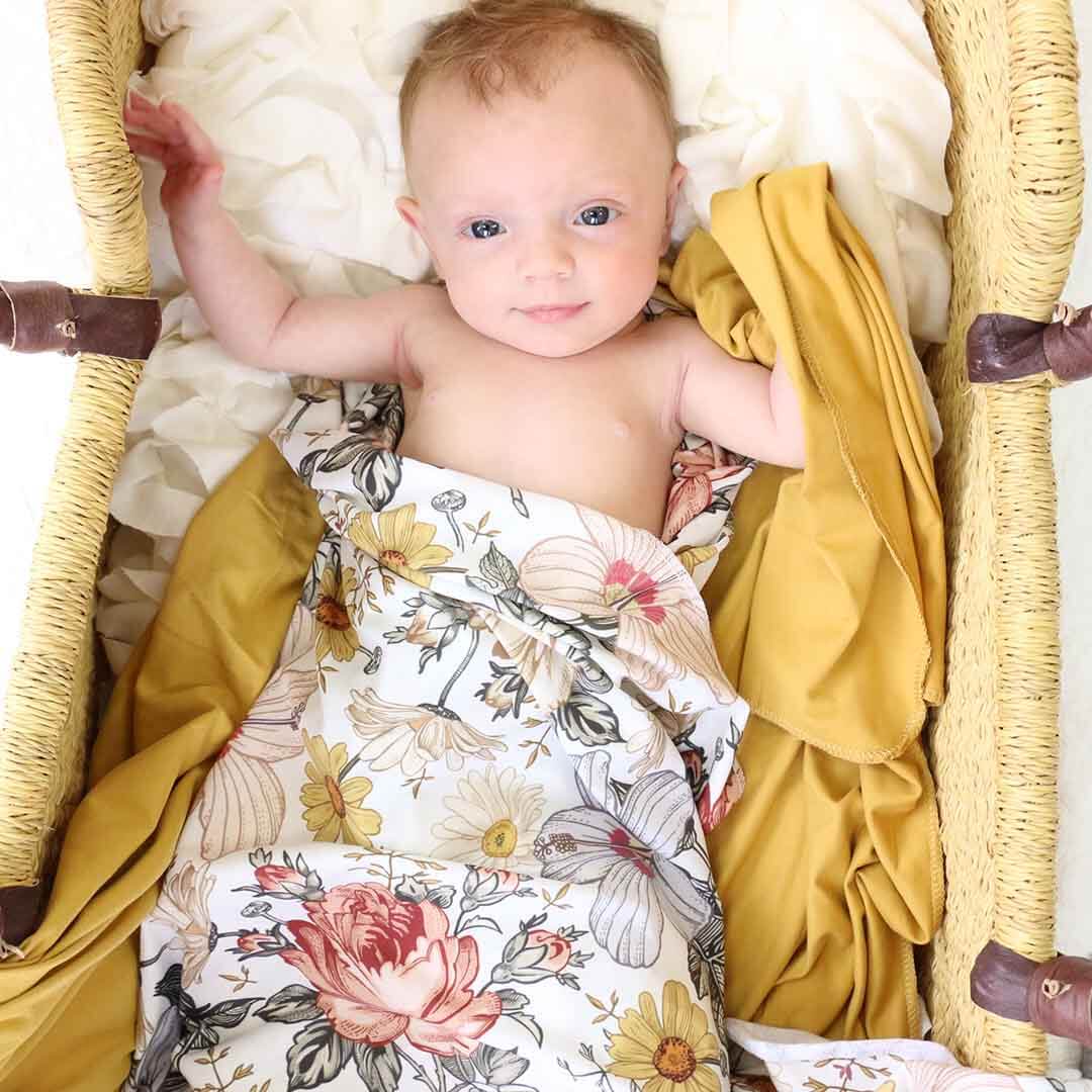 rust and mustard oversized swaddle blanket for babies