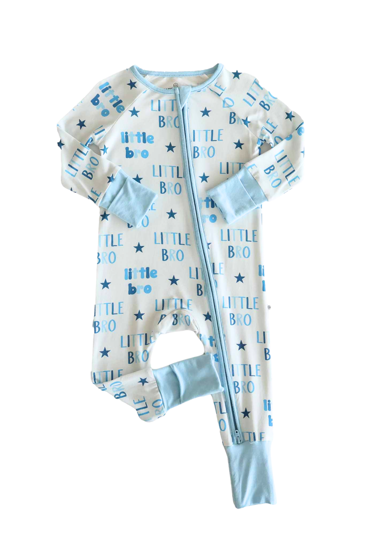 little bro blue star convertible zip romper pajama for boys 