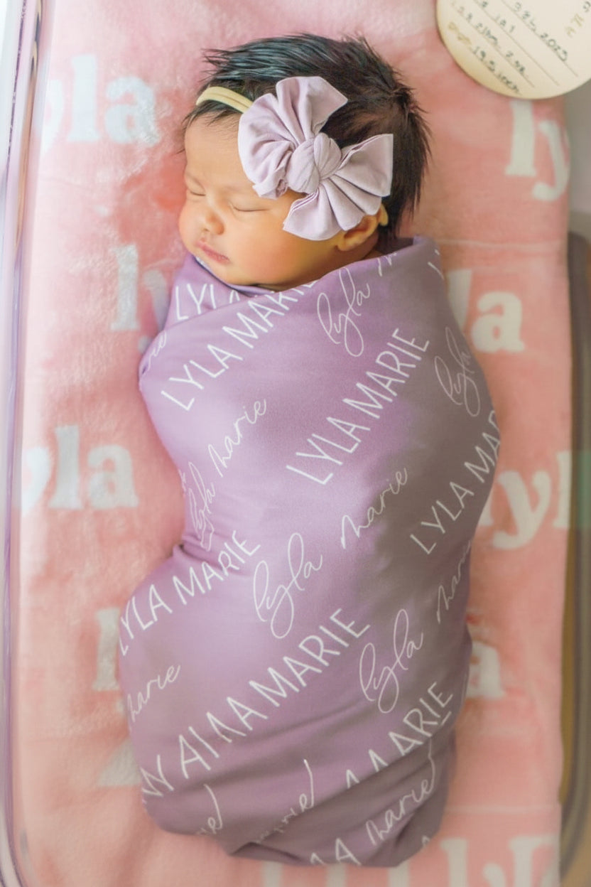 Solid Light Lavender Knit Bow Headband