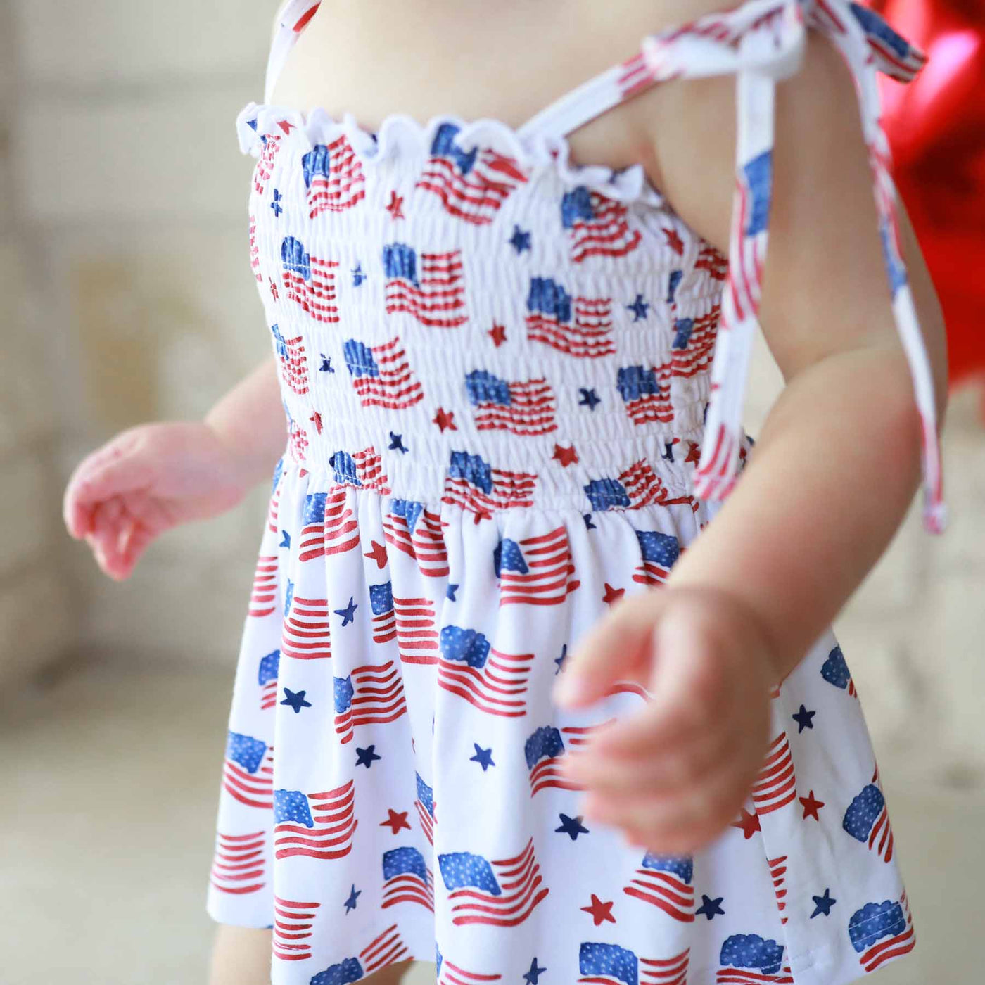 4th of july daytime romper for girls with flags