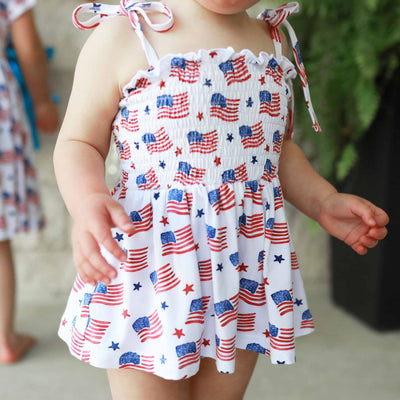 american flag romper for girls with flags