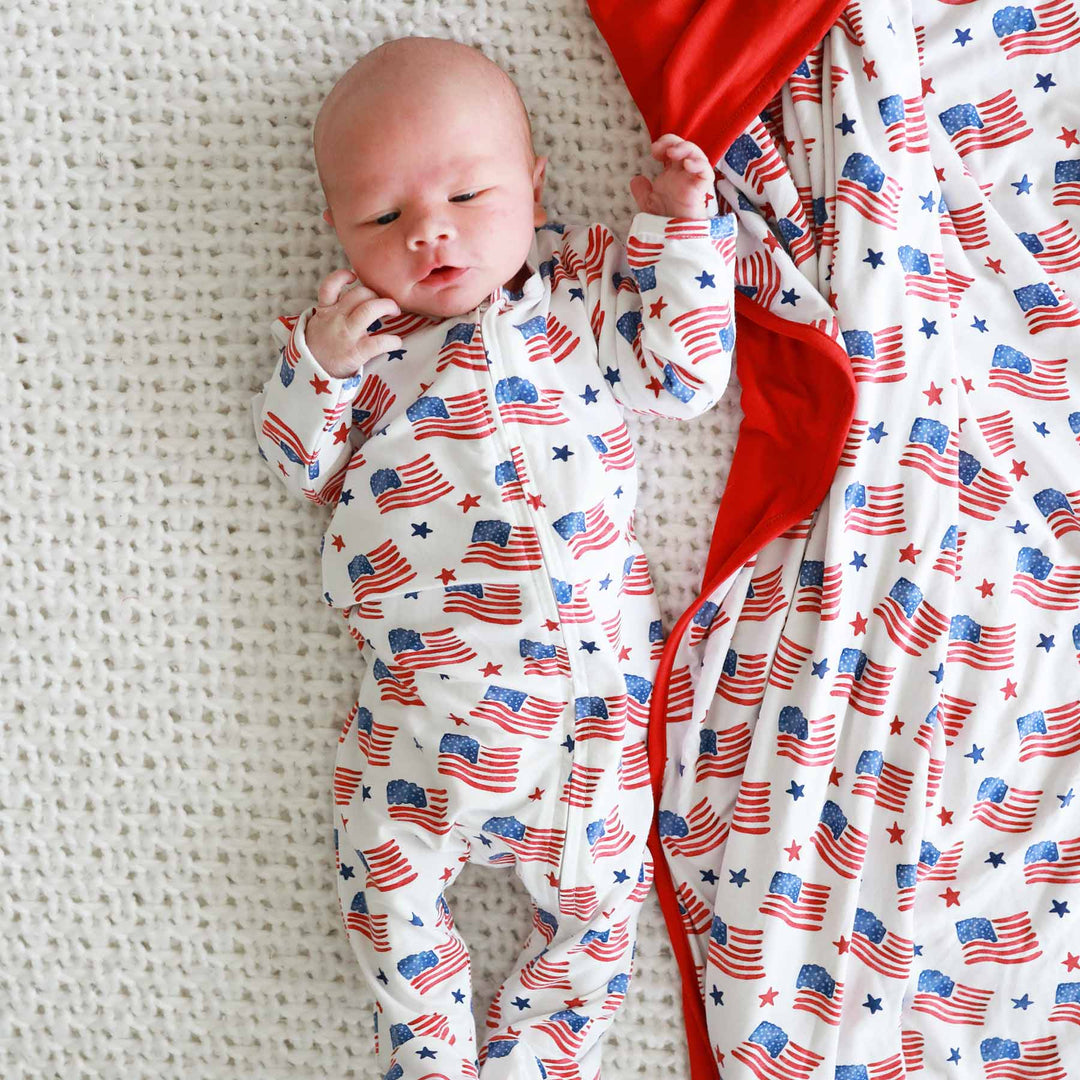 4th of july zipper footie pajama for babies 