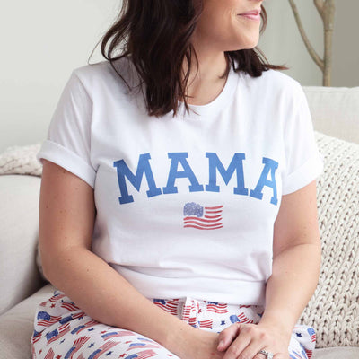 mama graphic tee with american flag