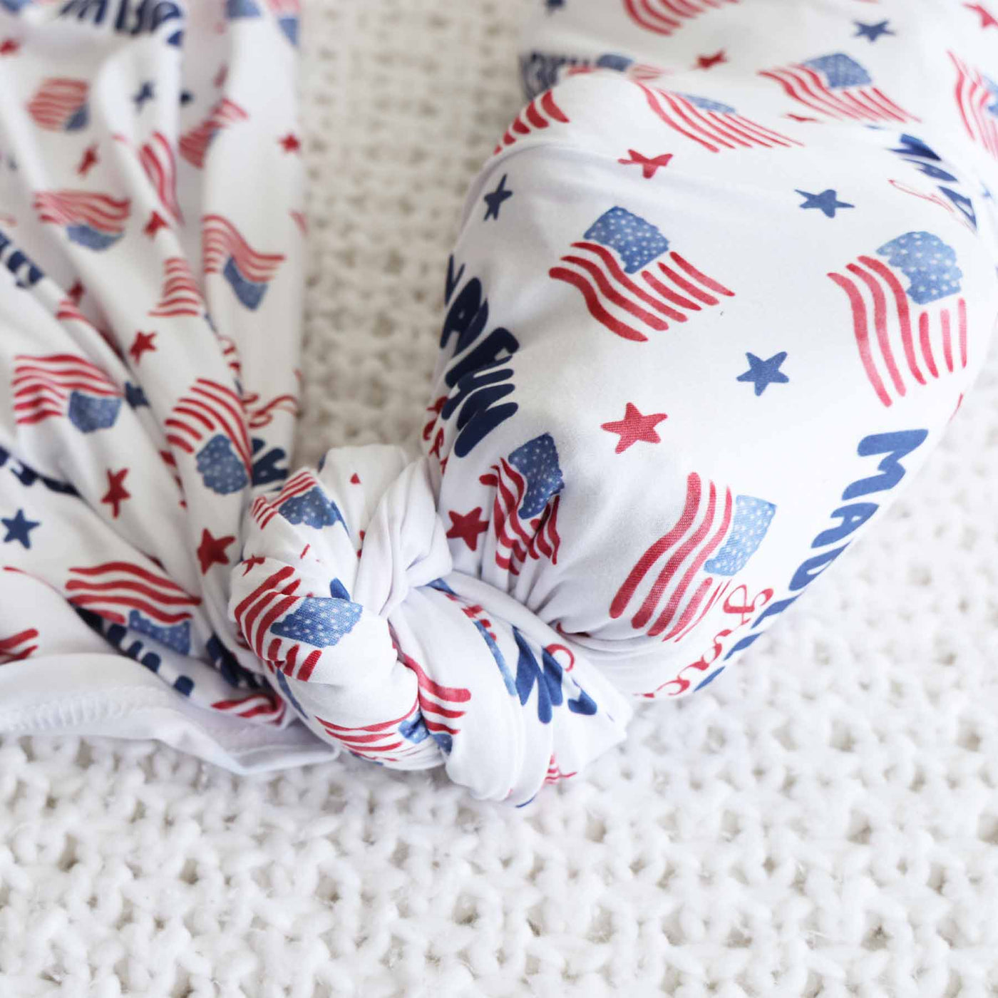 american flag and stars personalized swaddle blanket for babies 