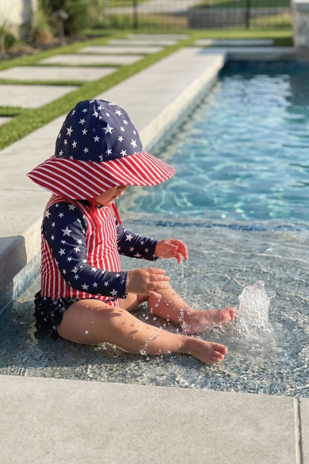 Stars & Stripes Party sun hat view 4 | 4th of July beach | Caden Lane