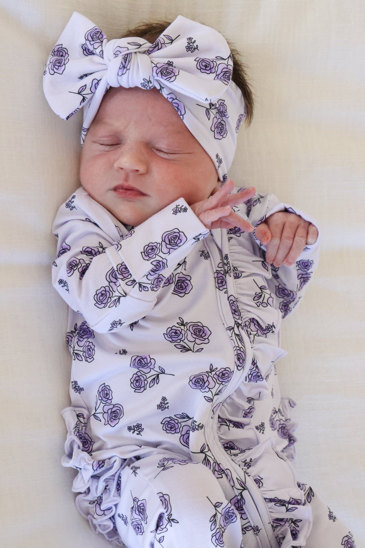 Ruffle Zipper Footie | Amethyst Garden