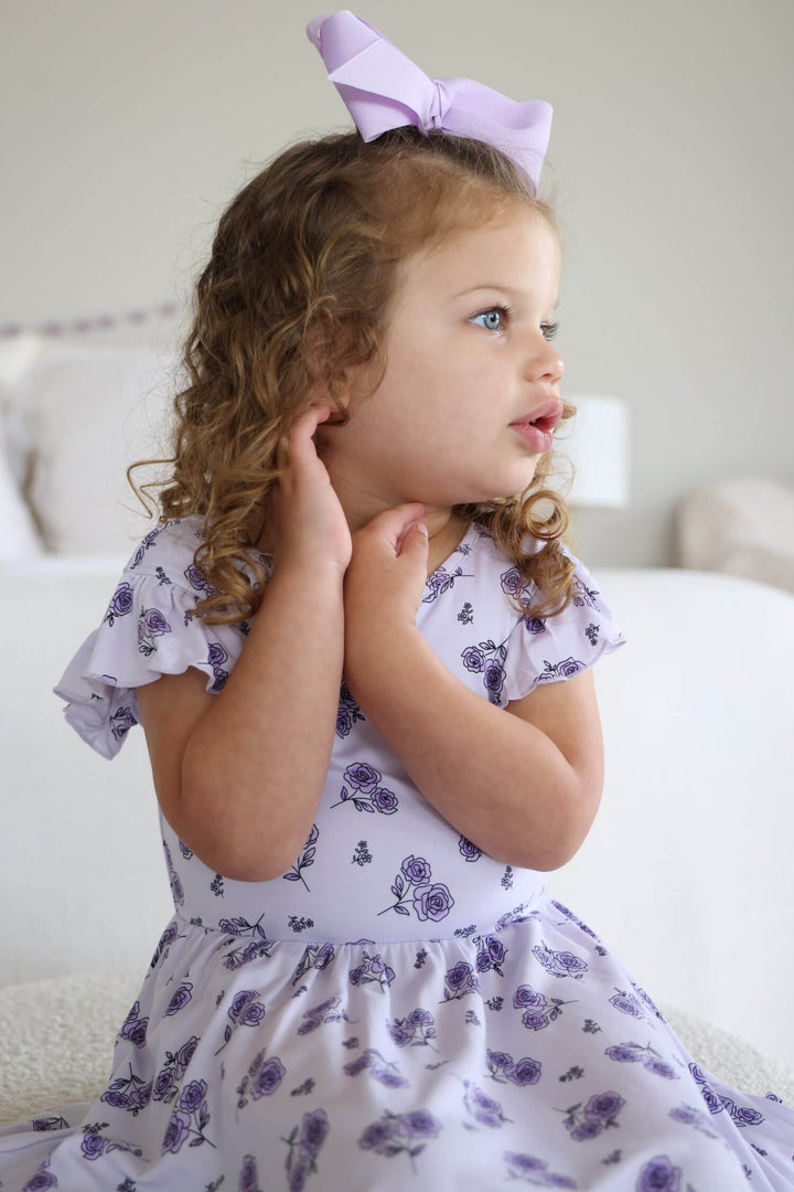 caden lane amethyst garden ruffle twirl dress back view