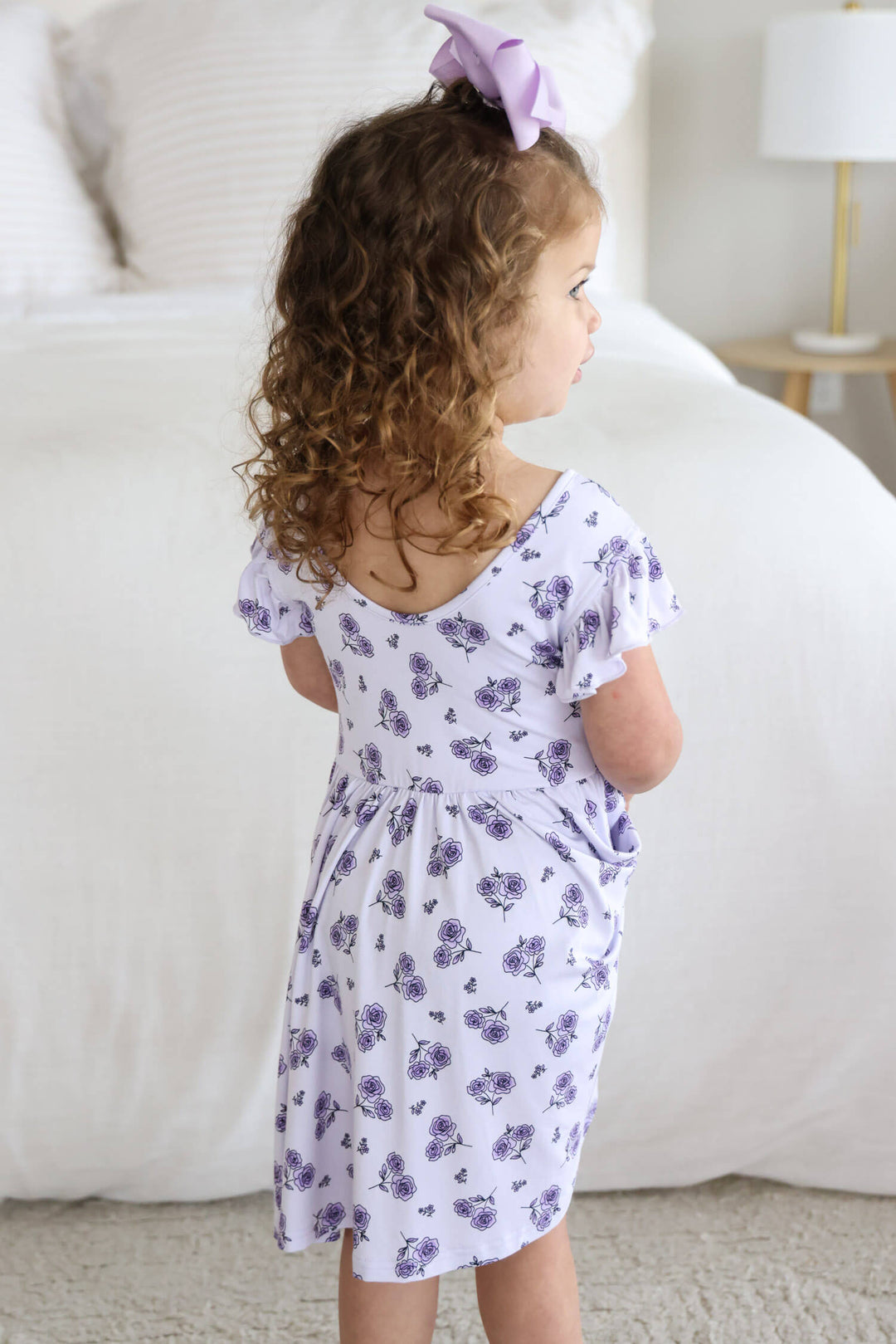 caden lane purple floral ruffle dress for girls