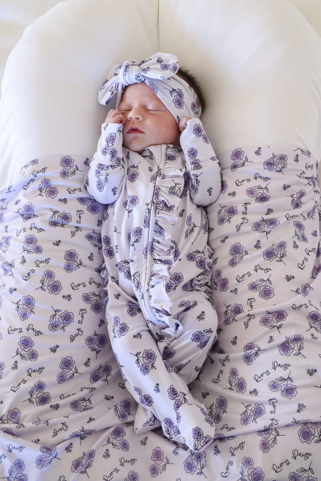 caden lane amethyst garden purple floral personalized swaddle blanket