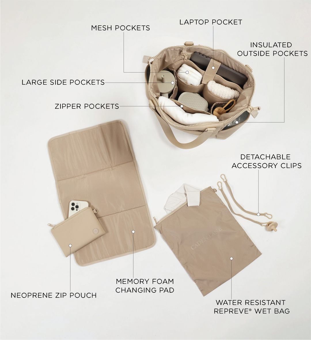 Lane Convertible Diaper Bag Tote | Black