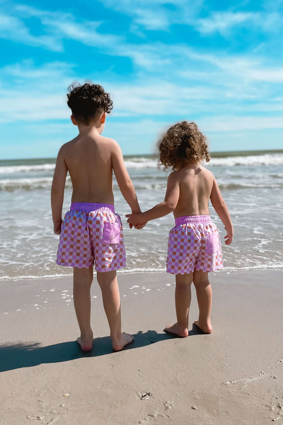 all checked out boy's swim trunks 
