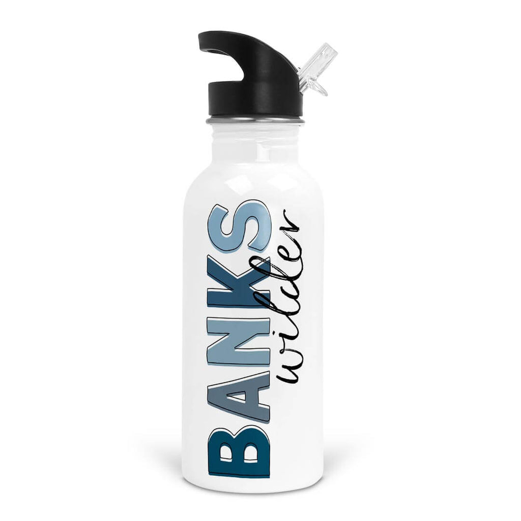 Blues Block Personalized Water Bottle