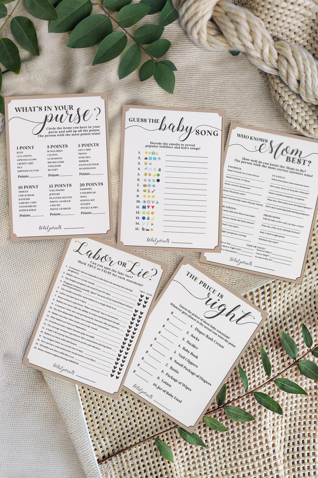 digital download baby shower games laying on ground 