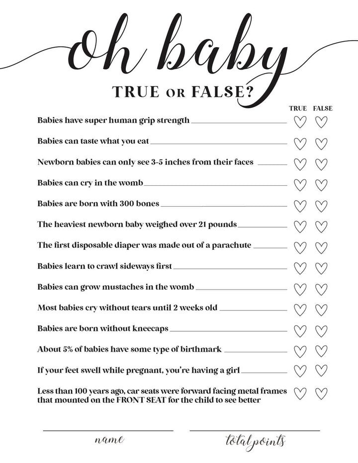 Baby Shower Games - Free Baby Shower Digital Download