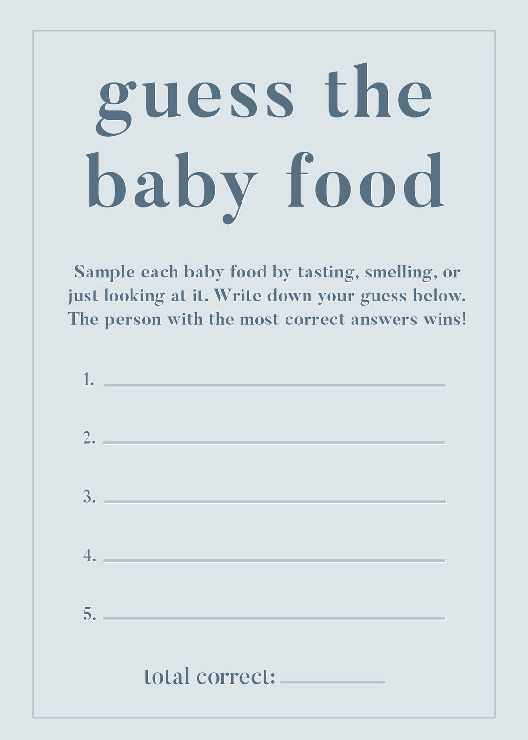 guess the baby food baby shower game 