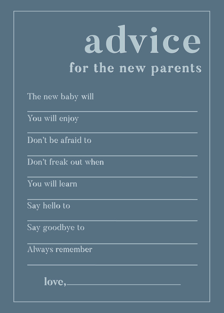 advice for the new parents baby shower game 