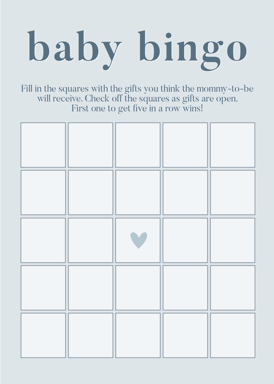 baby bingo baby shower game 
