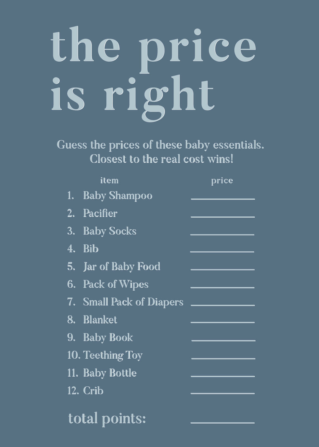 guess the price of baby items printable game