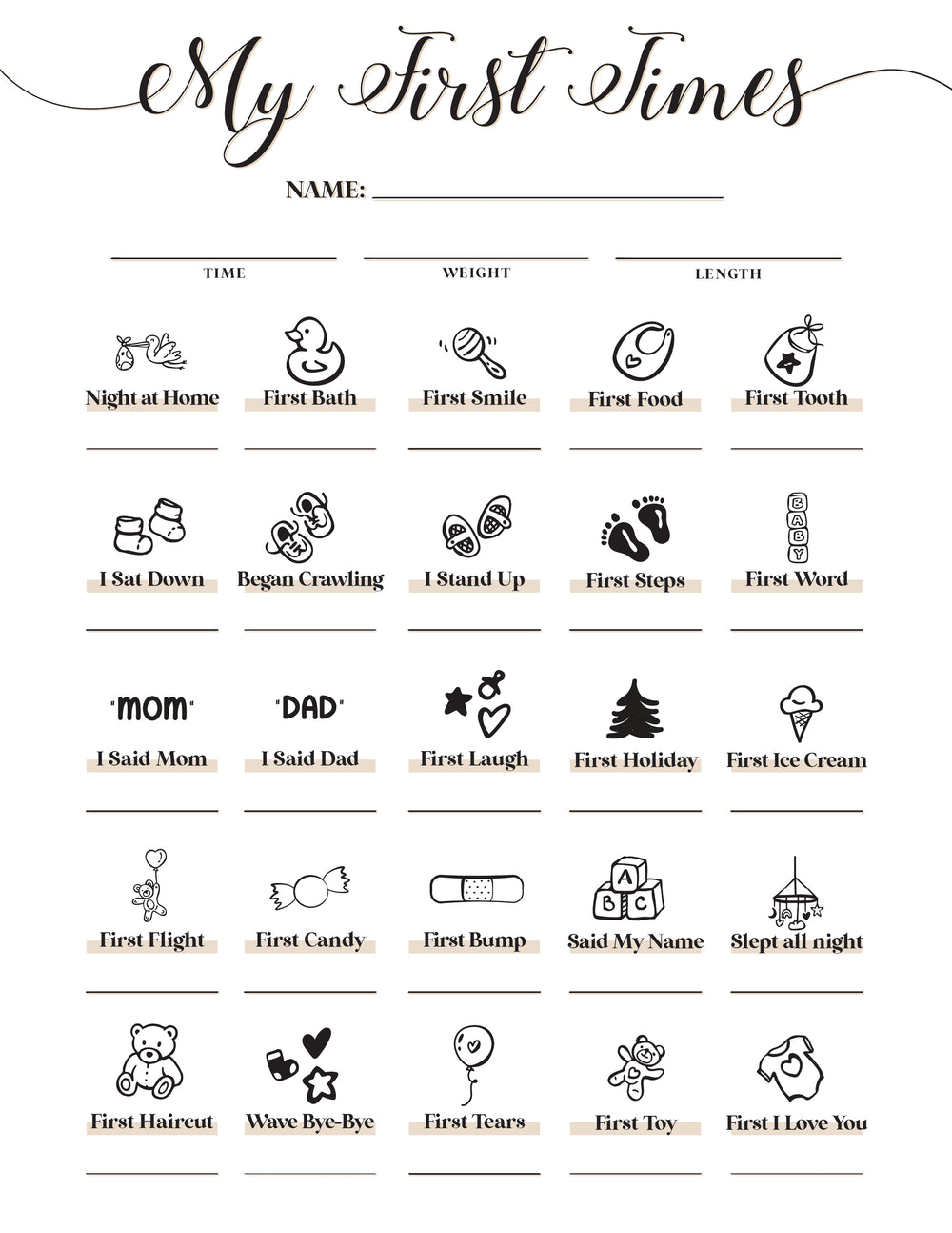 baby's first milestones printable worksheet