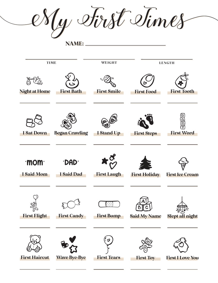 baby's first milestones printable worksheet