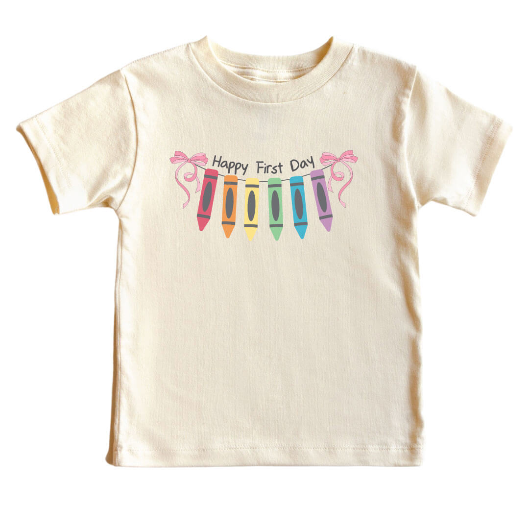 happy first day of school crayon graphic tee