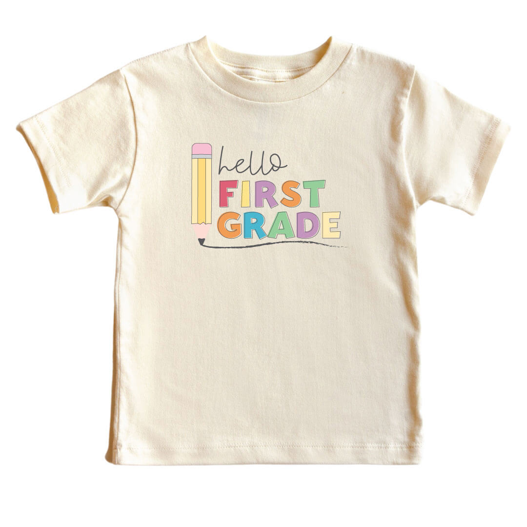 hello first grade graphic tee 