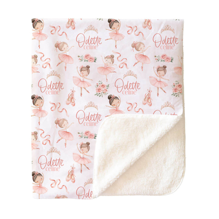 ballet themed personalized sherpa blanket for girls 